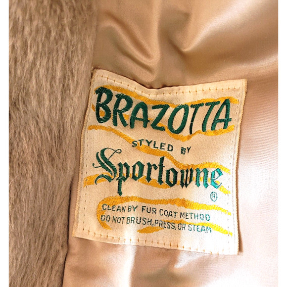 Vtg Brazotta Fur Collar Coat Tan 1950s Women’s M L Mad Men Classic Read 42" Long - Picture 12 of 15